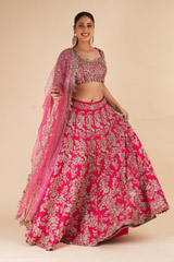 Cherry Pink Raw Silk Zardosi lehengaDSC07883