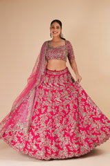 Cherry Pink Raw Silk Zardosi lehengaDSC07884