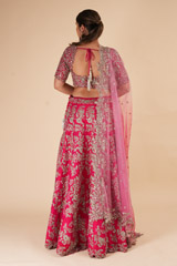 Cherry Pink Raw Silk Zardosi lehengaDSC07887