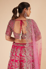 Cherry Pink Raw Silk Zardosi lehengaDSC07888