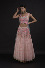 Blush Sequin Tulle Lehenga_DTR8819