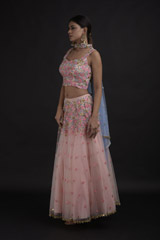 Blush Sequin Tulle Lehenga_DTR8820