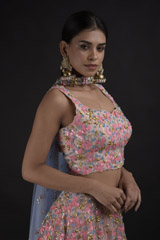 Blush Sequin Tulle Lehenga_DTR8825