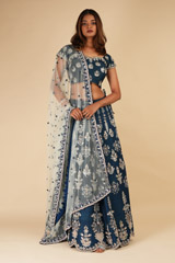 Resham Handwork Teal Lehenga