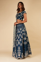 Resham Handwork Teal LehengaDSC00253