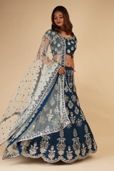 Resham Handwork Teal LehengaDSC00255