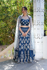 Resham Handwork Teal LehengaIMG_0746