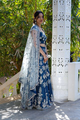 Resham Handwork Teal LehengaIMG_0750