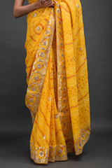 Mustard Yellow Bhandhej Gotta Work Saree_DSC6797