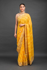 Mustard Yellow Bhandhej Gotta Work Saree_DSC6800-Edit