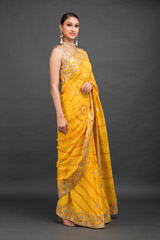 Mustard Yellow Bhandhej Gotta Work Saree_DSC6801-Edit
