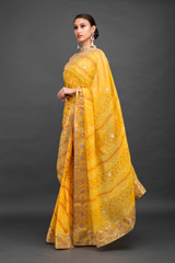 Mustard Yellow Bhandhej Gotta Work Saree_DSC6805-Edit