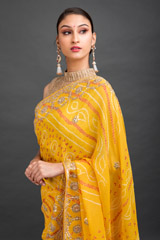Mustard Yellow Bhandhej Gotta Work Saree_DSC6810-Edit