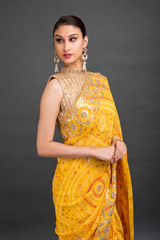 Mustard Yellow Bhandhej Gotta Work Saree_DSC6812-Edit