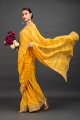 Mustard Yellow Bhandhej Gotta Work Saree