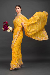 Mustard Yellow Bhandhej Gotta Work Saree_DSC6822-Edit
