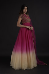 Magenta Zardozi Anarkali Set_DTR9131