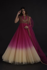 Magenta Zardozi Anarkali Set