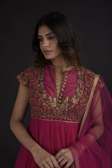 Magenta Zardozi Anarkali Set_DTR9133