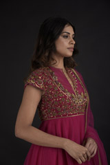 Magenta Zardozi Anarkali Set_DTR9135