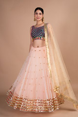 Beige Bead Work Lehenga