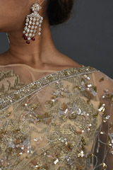Beige Embellished Net Saree_SUB7143