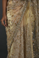 Beige Embellished Net Saree_SUB7144