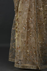 Beige Embellished Net Saree_SUB7147