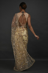 Beige Embellished Net Saree_SUB7154