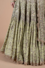Green Raw Silk Sequins Lehenga SetDSC08464