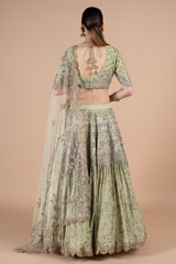 Green Raw Silk Sequins Lehenga SetDSC08468