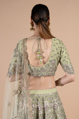 Green Raw Silk Sequins Lehenga SetDSC08469