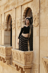 Black Velvet Corset Lehenga