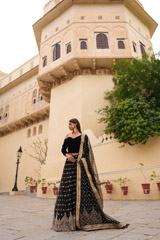 Black Velvet Corset LehengaDSC05938