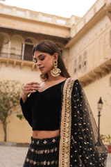 Black Velvet Corset LehengaDSC05953