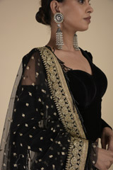 Black Velvet Corset Lehenga_DTR9524