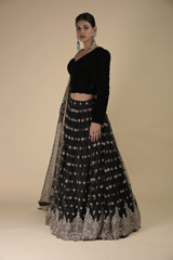 Black Velvet Corset Lehenga_DTR9528