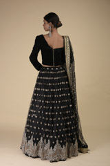 Black Velvet Corset Lehenga_DTR9533