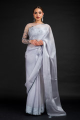 Grey Organza Saree2080_video