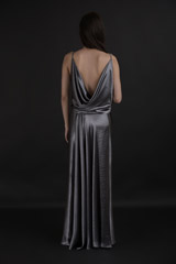 Grey Satin Camisole With Drape Skirt_DTR0081