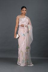 Pink Embroidered Saree