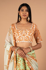 Mint Raws Silk LehengaDSC00124