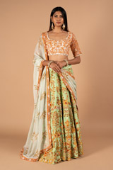 Mint Raws Silk LehengaDSC00125