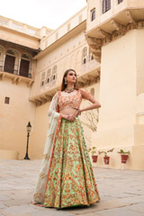 Mint Raws Silk Lehenga
