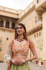 Mint Raws Silk LehengaDSC05926