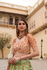 Mint Raws Silk LehengaDSC05927