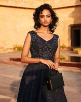Blue Sleeveless Shimmer Gown2