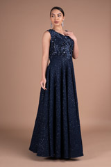 Blue Sleeveless Shimmer GownDSC05772