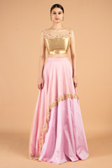 Gold Off Shoulder Top Pink Bottom Set1