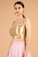 Gold Off Shoulder Top Pink Bottom SetDSC01599